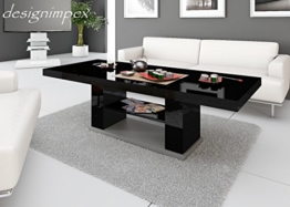 Design Couchtisch HN-777 Schwarz - Grau Hochglanz höhenverstellbar ausziehbar Tisch -