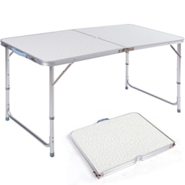 DXP Campingtisch aus Aluminium Gartentisch Höhenverstellbarer Klapptisch Koffertisch 120 x 60 cm praktisches Kofferformat AFT-02 -