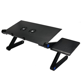 LONGKO 360° verstellbarer Laptop Notebook Ständer ergonomischer Tisch Tablet Halterung mit 2 Lüfter Ablage für die Maus für CouchBett Sofa (Schwarz) -