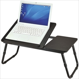 Relaxdays Laptoptisch Lapdesk Betttisch Betttablett Notebook-Tisch Beistelltisch Laptop BTH 60 cm x 35 cm x 24 cm Holz schwarz mit Leseklappe höhenverstellbar klappbar -