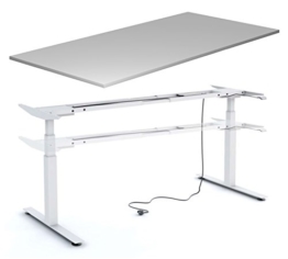 Schreibtisch 180 cm, elektrisch höhenverstellbar, Grau / Weiß - Heyne-Ergo-Aktiv -