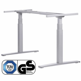 Boho Office® Basic Line - elektrisch stufenlos höhenverstellbarer Schreibtisch in Silber mit Memory-Funktion sowie einstellbaren Kollisionsschutz und Soft-Start/Stop - 1