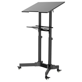 BONTEC Stehpult Höhenverstellbar Laptoptisch mit Rollen Laptop Ständer Mobile Workstation Kompakter Stand-up-Computer Präsentationswagen Ergonomisch mit 4 Beweglichen & Obere Plattform Neigbare - 1