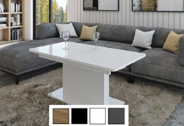 Design Couchtisch Tisch DC-1 Hochglanz stufenlos höhenverstellbar ausziehbar Esstisch (Weiß Hochglanz) - 1