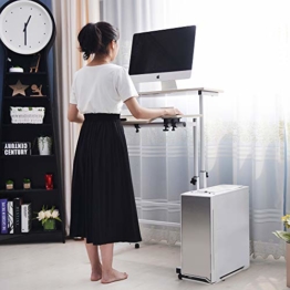 DlandHome Sit-Stand Tischwagen Mobile Höhenverstellbare Sitzfläche zum Stehpult Stehtisch Stehtisch Arbeitsplatz Mobile Schreibtisch Mit Mauspad, Ahorn - 1