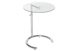 DuNord Design Beistelltisch Glastisch Calais Chrom/Glas höhenverstellbar Art Deco Design Tisch Sofatisch - 1