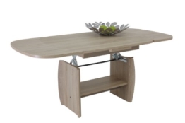 Funktionscouchtisch Michael III, höhenverstellbar und ausziehbar, Dekor Sonoma Eiche, 90-142x68x52-62 cm - 1