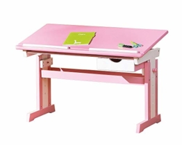 Inter Link Schülerschreibtisch Schreibtisch Arbeitstisch Kinderschreibtisch Massivholz MDF Rosa und weiss lackiert - 1