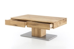 Massivholz Couchtisch rechteckig aus Wildeiche, geölter Wohnzimmer-Tisch, Beistelltisch inkl. Schublade, Tisch 110 x 70 cm - 1