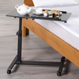 maxVitalis mobiler Betttisch auf Rollen, Beistelltisch höhenverstellbar/breitenverstellbar, Tischplatte neigbar/klappbar, Bett-Beistelltisch für Krankenbett, Pflegebett, Laptoptisch (Schwarz) - 1