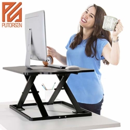 PUTORSEN® Höhenverstellbar Sitz-Steh-Schreibtisch Computertisch - Schreibtischaufsatz Steharbeitsplatz Standtisch - Tabletop Stehpult Konverter für Ergonomic Comfort (32'' - Schwarz) - 1