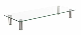 ROLINE Höhenverstellbarer Monitorständer aus Glas I Bildschirmerhöhung für PC I Höhe 75-85 cm I Rechteckig, 20kg I Chrom - 1