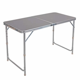 WOLTU® Campingtisch Klapptisch Gartentisch Arbeitstisch Balkontisch höhenverstellbar Aluminium MDF Grau CPT8122gr - 1