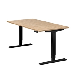 boho office® Homedesk - elektrisch stufenlos höhenverstellbares Tischgestell in Schwarz (RAL9005) mit Memoryfunktion, inkl. Tischplatte in 160 x 80 cm in Wildeiche - 1