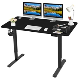 Devoko Höhenverstellbarer Schreibtisch 140x60cm Elektrischer mit Tischplatte Höhenverstellbarer Tisch Stehschreibtisch mit Memory Funktion Ergonomischer Computertisch,Schwarz - 1