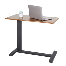 FATIVO Höhenverstellbar Schreibtisch Computertisch Laptoptisch: Betttisch mit Rollen - 66-90cm Gestell aus Metall - Sofatisch für Wohnzimmer Schlafzimmer 80x40x90cm Luftdruckstange, Braun - 1