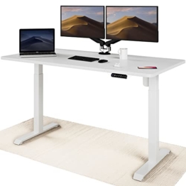 Höhenverstellbarer Schreibtisch (160 x 80 cm) - Sitz- & Stehpult mit Ladebuchsen - Schreibtisch Höhenverstellbar Elektrisch Touchscreen & Stahlfüßen - Schreibtisch Höhenverstellbar von Desktronic - 1
