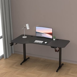 Höhenverstellbarer Tisch Oxnard 160 x 75 cm elektrisch Schreibtisch mit Memory-Funktion Arbeitstisch bis 80 kg Computertisch mit Getränkehalter Kopfhörerhaken Aluminiumgestell Schwarz - 1