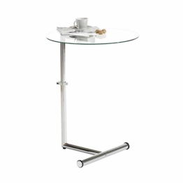 IDIMEX Couchtisch Glas Beistelltisch Wohnzimmertisch höhenverstellbar in Klarglas/Chrom - 1