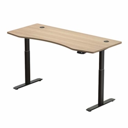Schreibtisch Höhenverstellbar Elektrisch Mit Memory Funktion Ergonomischer Stehtisch Mit Teleskop Tischgestell 180 x 80 cm Oder 150 x 78 cm (Schwarz-Natur, 180 x 80 cm) - 1