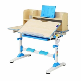 Style home Kinderschreibtisch Schülerschreibtisch höhenverstellbar neigbar Schreibtisch für Kinder, inkl. Bücherregal und Schublade, BTH: 95,9 x 53 x 84-109 cm (Blau) - 1