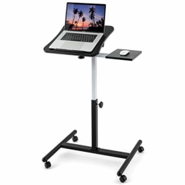 Tatkraft Vanessa Laptoptisch Höhenverstellbar mit Mausablage, Steh-Sitz Schreibtisch mit Rollen, Höhenverstellbarer Stehpult, MDF Holz, Stahl, Schwarz - 1